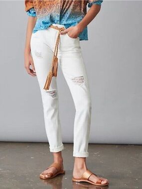 Rag & Bone Jeans White Prospector Distressed Dre Capri SZ 25 GUC